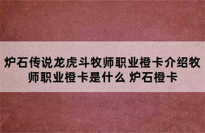 炉石传说龙虎斗牧师职业橙卡介绍牧师职业橙卡是什么 炉石橙卡